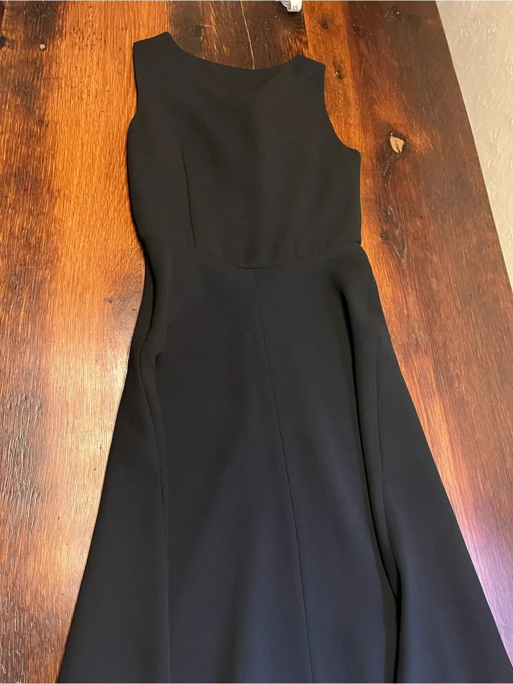 Size 4 Calvin Klein Black Knee Length Sleeveless Party Dress with Front Ruffle